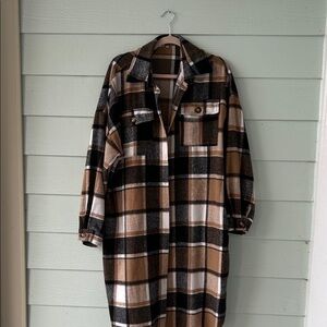 Plaid Women's Jacket - Brown and Black